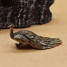 Brass Vintage Peacock Statue, Handmade Miniature Sculpture, Suitable Home And Office Decoration - Halloween,, Or Birthday Gifts.No Power Required;Exquisite Carved Collectible, Essential Holiday Decoration Animal Lovers, Idea, Holiday Decoration, Vintage Decoration, Elegant Sculpture, Brass Statue, Fine Craftsmanship, Collectible Figurine, Miniature Model, Home Decorator, Holiday Decorator - 黃銅-孔雀 - 查看 2