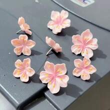 10pcs/20pcs/30pcs Pink & Purple Floral Shaped Pushpins, Cute Cartoon Resin Peach Blossom Decorative 3D Thumbtacks For Cork Board, Photo Decoration, Photo Wall, Map And School Supplies Decoration, Holiday Decor Materials - Multicolor - View 7