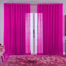 Charm Checkered Voile Living Room Curtain Decoration 4.00x2.80 - Hot Pink - View 5