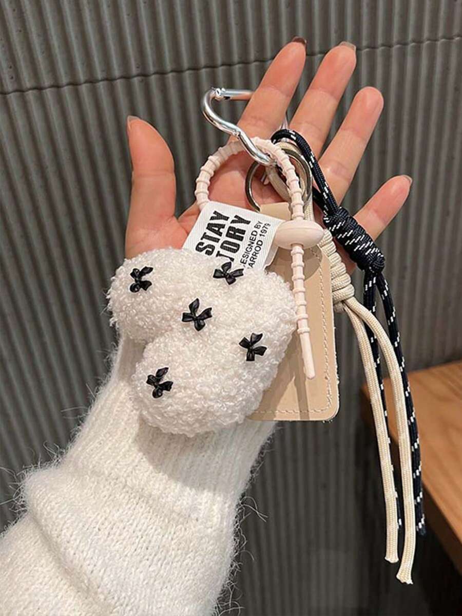 Yogodlns Merlard Heart-Shaped Leather Pendant, Sweet Heart-Shaped Keychain Accessory, Handmade Woven, Travel Holiday Christmas Gift, Y2K Fashion Bag Charm, Suitable For Young Boys, Girls, College Students, New Year Valentine's Day Gift - Beige - View 1