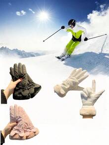 Guantes de esquí con decoración de orejas de conejo para Navidad, guantes de esquí de invierno con pantalla táctil y grosor cálido, adecuados para deportes de invierno, esquí, ciclismo, escalada de montaña, senderismo (Blanco) - Multicolor - Ver 3