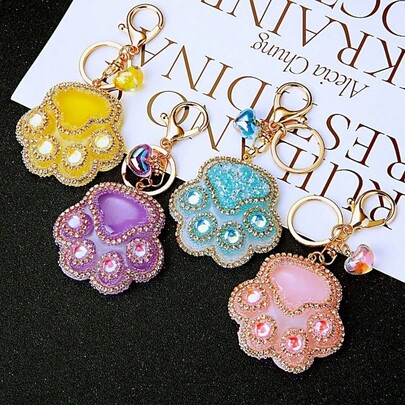 1 buc breloc cu piatră ochi de pisică, gheară de pisică, breloc luminos creativ pentru geantă cu strasuri, cadou de Crăciun