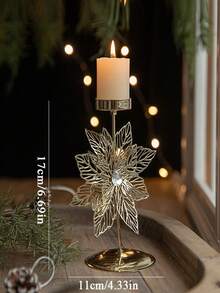 Cirelle 金色圣诞复古烛台、橱窗展示、锻铁圣诞装饰品、烛台和圣诞桌面茶灯。适用于圣诞装饰、家居装饰，简约时尚，营造氛围，可用作节日礼物、情人节礼物、新年礼物、圣诞礼物。 - 金色 - 查看 8