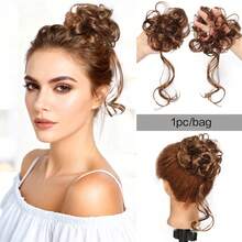 1pc/2pcs Synthetic Messy Updo Hair Bun Chignon Scrunchies Fake Hair Band Braid Elastic Hairpiece Tail For Women Synthetic Curly Ponytail - Multicolor - View 29