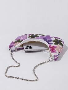 4-częściowy zestaw damskiej torebki kopertówki z kwiatowym wzorem i cekinami, na ramię, naszyjnik, kolczyki, bransoletka, luksusowy zestaw biżuterii