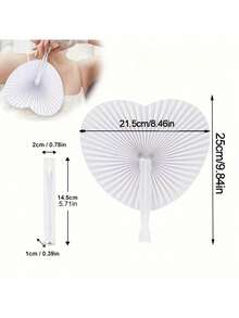 1/10/30/50/80/100pcs White Heart/Round Paper Folding Fans, 100pcs = 50pcs Fans + 50pcs Fan Bags, Wedding Ceremony Supplies, Elegant White Paper Folding Fans, Heart-Shaped Origami Design, Handheld Folding Fans, Suitable For Wedding Guest Decoration, Bride Photography And Party Favors, Reception And Ceremony Supplies, Wedding Supplies | Elegant Hand Fan | DIY Paper Art Fan, Heart-Shaped Decorative Fan, Summer Paper Fan, Best Birthday Gift - White - View 12