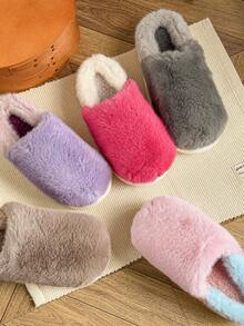 EVA, kontrastowe, niejednolite kolory, swobodne, eleganckie, modne, materiałowe, na Halloween, zimowe, grube, domowe, puszyste, brązowe, pluszowe kapcie dla mężczyzn