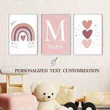 3幅可定制姓名帆布海报，小女孩芭蕾，粉色天鹅，粉色小象睡在月亮上，美丽的女孩卧室装饰，舞蹈艺术，粉色女孩房装饰，客厅卧室墙面装饰，完美礼物，无框生日/毕业礼物 - 彩色 - 查看 22