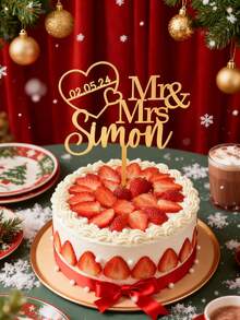 Custom Cake Topper, Personalized Name Date, Wedding Birthday Anniversary Decor - Acrylic Laser Cut Cake Decoration, Custom Mr Mrs Cake Topper, For Wedding Cake, Birthday Party, Baby Shower Christening, Couple, Parents, Grandparents, Cake Topper For Wedding, Personalized Cake Topper, Rustic Wedding Cake Topper, Wedding Cake Topper, Gold Wedding, Party Decorations, Home Decorations, Commemorative Gifts - Multicolor - View 3