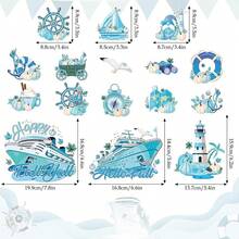 Fall Cruise Door Magnet - 16 Pcs Halloween Large Ship Decorations Funny Mailbox Covers Magnetic Cute Blue Pumpkin Cabin Anchor Stateroom Stickers Decals For Fridge Refrigerator Party Decor - 秋季-16件 - 查看 3