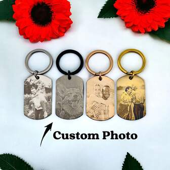 Personalised Photograph Keyring | Laser Engraved Photo Keyring | Couples Keyring Gift | Anniversary Gift | Personalised Keyring