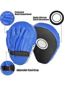 2PCS Boxing Mitts, Punching Mitts, Kickboxing Muay Thai Pads, Training Boxing Target Pads/Gloves, Martial Arts Youth, Men & Women (PU Leather) - Azul - Ver 3