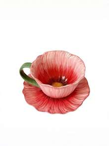 French Ceramic Cup, Baking Tray, High-Quality Water Cup, Tulip Tray Design, Coffee Cup & Saucer Set, Tea Cup & Saucer - Multicolor - View 4