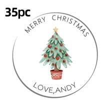 17/35/70 piezas Pegatinas personalizadas de Feliz Navidad, texto personalizado, pegatinas redondas personalizadas para recuerdos - Etiquetas de envoltura de regalos de Navidad - Etiquetas de nombres de regalos (8 patrones) Etiquetas de regalos de Navidad personalizadas con árbol de pino, pegatinas de Feliz Navidad, útiles escolares - Multicolor - Ver 15