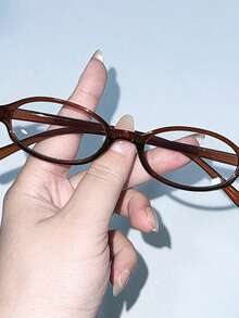 Women's Oval Full-Frame Transparent Lens Glasses, Plain Retro Oval Small-Frame Glasses, Personalized Millennial-Style Glasses Frames, Ultra-Light Temperament Age-Reducing Glasses, Fashionable Out, Retro Small-Frame Hot Girl Glasses Frames, Plain Artifact Oval Shape, Lightweight Retro Fashion Glasses, Chic And Simple Style - Multicolor - View 3