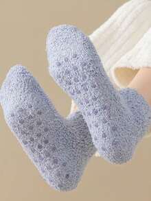 1/3/5 أزواج جوارب من الفليس المرجاني عشوائية، جوارب منزلية للنساء ذات فتحة ضحلة لا تنزلق على الأرضية، أزواج من الجوارب الكاحلية السميكة والدافئة للنوم، مناسبة للخريف والشتاء، جوارب مريحة - متعدد الألوان - مشاهدة 2