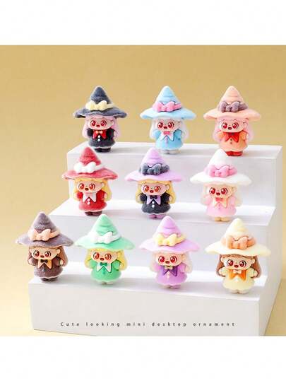 Figura de bruja miniatura con felpa, accesorio de decoración DIY, adorno de escritorio en miniatura, decoración de oficina, recuerdo de fiesta, regalo de Navidad