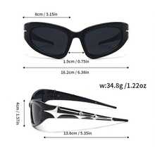 1 Pair Of Oversized Round & Avant-Garde Oval Glasses - Gothic Punk Style, Black Frame With Transparent/Black/White Inner Non-Prescription Lenses, Unisex Hip-Hop Fashion Eyewear, Eye-Catching For Concert/Photography/Casual Outfits, Millennium Fashion Star Style, Modern Avant-Garde Look - 1 - 查看 2