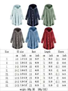 4 件套女士毛绒夹克轻便舒适纽扣连帽衬衫女式冬季外套休闲大码床上夹克，羊羔绒夹克女式羊羔绒外套纽扣长袖夹克休闲秋冬保暖外套 - 彩色 - 查看 7