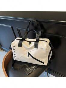 男女通用运动包/旅行包，防水拉链密封干湿分离收纳，适用于健身房、户外旅行、商务旅行、购物、妈妈包、学校包、学校配件、学校用品、旅行必需品、假日旅行包、行李箱、手提包、女士旅行包 - 米色 - 查看 10