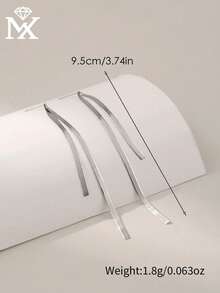 1 Pair Of Fashionable Minimalist 925 Sterling Silver Flat Snake Chain Long Fringe Earrings Suitable For Ladies' Everyday Wear And Party Occasions