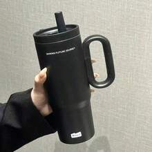 新款大容量保温杯 316不锈钢 高颜值便携手柄吸管杯 卡通冷热保温杯 车载办公室咖啡杯 便携手柄学生水杯 高颜值不锈钢水杯 双饮冰杯 车载杯冰杯