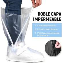 TOPONE Botas para Lluvia, Protector de Zapatos Impermeable para Hombre y Mujer, Cubrebotas con Tira Reflectante y Cremalleras, Calzado de Lluvia Nieve y Funda para Tenis, Rain Boots ReutilizableXL - Blanco-L - Ver 4