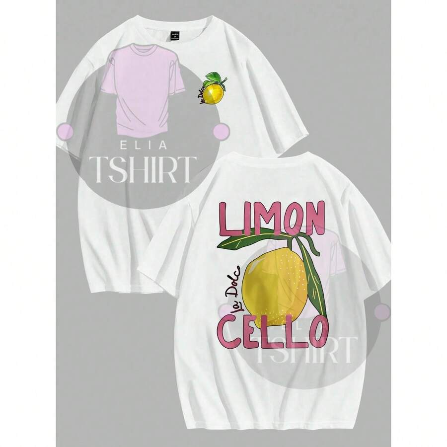 Streetwear T-Shirt Lemon Limon Cello Sicilian Lemon Street Urban Culture Street Fashion Unisex Men Women 100% Cotton Premium Top Streetwear New Release Immediate Shipping Various Colors!! Plus Size - 白色 - 查看 1