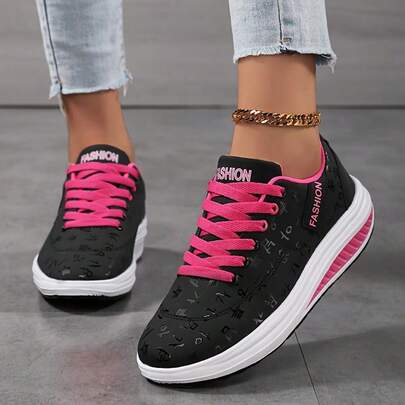 Women's Retro Versatile Classic Solid Color Low-Top Lace-Up Thick-Sole Casual Sneakers, Suitable For Women - Synthetic Leather (Microfiber Synthetic Leather) Upper, Fabric Lining, All-Season - Suitable For Casual Outdoor Walking And Daily Training, Elegant Comfortable Affordable Student Shoes, Halloween Christmas Design