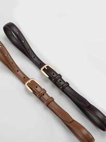 2条/1条针扣女士腰带装饰，适用于牛仔裤、裙子、长裤，纤细1.8厘米极简腰带，纯色休闲复古PU皮女士腰带，四季皆宜