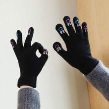 Cute Warm Knitted Knitted Gloves For Women, Autumn/Winter, Touchscreen, Windproof, Cycling, Thermal Mittens - Multicolor - View 3