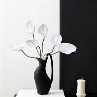 Flower Realm 3PCS Real Touch Artificial Anthurium Flowers(Flamingo Flower),Soft Rubber Material, Modern Style, Glossy Realistic Texture, Flexible Stem – Faux Flower Decor For Vase Arrangement, Home Display, Hotel Decoration, Office Table, Wedding Arch, Party Scene, Valentine's Day, Birthday, And Gift Giving