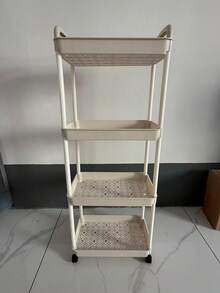 1 Wheeled Multi-Layer Mobile Storage Rack, Portable Multifunctional Handcart, Children's Toy Storage Rack, Minimalist Bookshelf, Snack Storage Rack, Dressing Table Cosmetic Compartment Storage Rack, Kitchen Utensil Storage Rack, Multifunctional Plastic Service Handcart, Suitable For Home Bathroom, Kitchen, Living Room And Study, Suitable For Home Storage And Home Decoration. ﻿