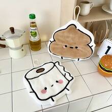 1 Thickened Ultra-Soft Polyester Fiber Hand Towel - Cartoon Design, Suitable Bathroom And Kitchen, Large Size Towel (9.25 Inches X 98.Inches & 866 X 8.66 Inches), Hand Wash Only, Fun Bathroom Decoration, Durable And Hygienic Modern Home Essential - trắng - Xem 4