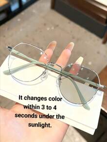 1pc Ladies With Standards, Student Light Circular Solid-Color Flat Light Glasses. Simple And Versatile, The Transparent Lenses Are Suitable For Reading And Computer Viewing