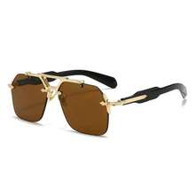 1 件装复古新款双桥金属边无框个性化时尚眼镜，纯色休闲 - 彩色 - 查看 7