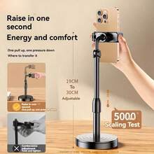1PC Adjustable And Rotating Waterproof ABS Phone Holder For Desk,Adjustable Height,360 Degree Rotation Mobile Holder, Office Desk Accessories, Phone Stand For Video Recording And Live Streaming, Ergonomic Phone Holder
