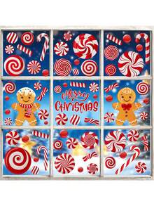 1 pieza Conjunto de caramelos navideños Pegatina decorativa para ventana Adecuado para decoración de ventana, decoración de habitación, decoración de dormitorio Regalo divertido para cumpleaños, graduación Decoración navideña Decoración navideña Decoración navideña Decoración del hogar