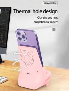 Bộ sạc không dây 15W sáng tạo mới, giá đỡ điện thoại/máy tính bảng đa chức năng kiêm loa không dây, phù hợp với điện thoại hỗ trợ sạc không dây QI, Android và các dòng máy 8/X/11/12/13/14/15/16/17. - Hồng - Xem 7