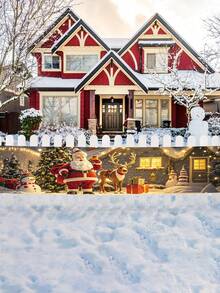 1 Stück, 45,72 x 200,66 cm Polyester Festbanner, Weihnachtsmann, Weihnachtsbaum, Rentier, Schneemann, ohne Strombedarf, vielseitig einsetzbare Feiertags-Dekoration für Innenräume, Garten, Zaun, Kamin, Terrasse, perfekt für Weihnachten, Winter, Neujahr, einfach aufzuhängen