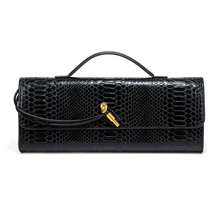 Schlangenmuster Clutch Tasche Akkordeon Tasche horizontaler Stil leicht luxuriöse kleine quadratische Tasche Handtasche Schulter Umhängetasche Abendtasche - W1893#Schwarz - Übersicht 1