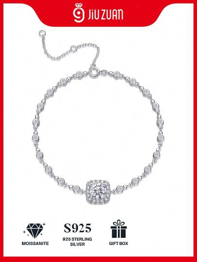 925 Sterling Silver Moissanite Diamond Bracelet For Women, Hypoallergenic, High-End, Suitable For Proposal, Engagement, Wedding, Valentine's Day, Anniversary, Birthday, Party, Daily Wear, Fashionable And Versatile