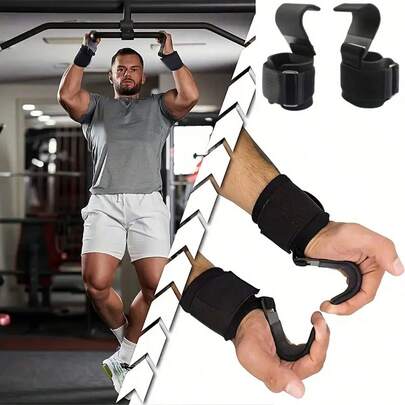 1pc Weightlifting Wrist Wrap Hook For Squats, Pull-Ups, Gym Workout Equipment, Strength Training Aid