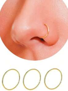 3Pcs  Nose Rings Hoops For Women/Men, 22 Gauge 8mm Small Thin Nose Piercing Jewelry,Tiny Septum Cartilage Helix Tragus Earrings Hoops