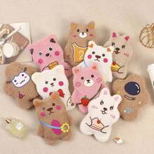 1 pieza Botella de agua caliente antipelusa de peluche, sin necesidad de electricidad, se calienta con agua, simple y rápido, portátil, lindo calentador de manos de dibujos animados antiexplosión