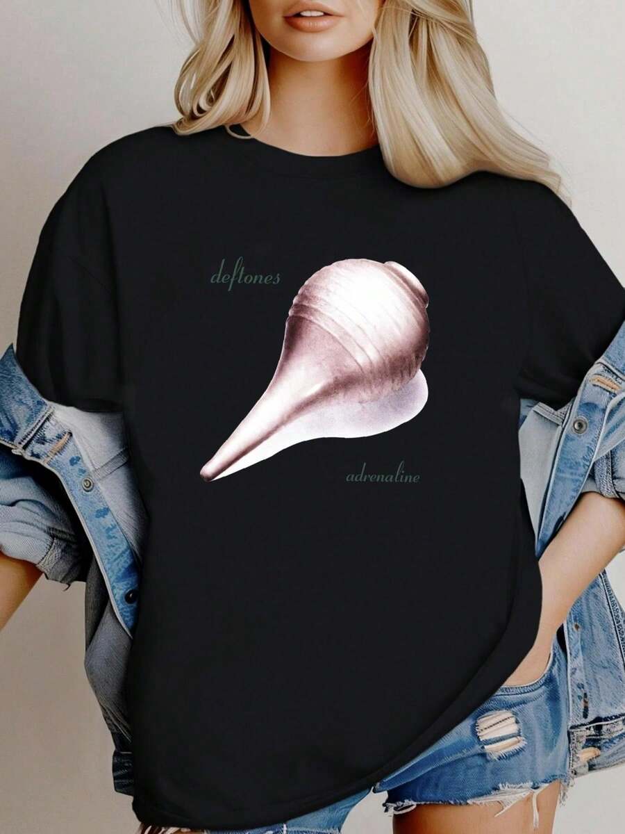 180g pure Cotton Adrenaline Deftones White 2345 Xl T Shirt Hh8364 Top For Everyday Wear Casual female Breathable Summer Unisex Soft Women Top Graphic Tees Slightly Stretched designer clothes fashion T-Shirt For Women Casual Print Round Neck Short Sleeve Versatile - Blanco - Ver 1