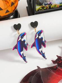 1 Cặp bông tai thả nhẹ hình mèo hoạt hình bằng acrylic dễ thương, kỳ lân, gà, bò, chó xù, thích hợp cho phụ nữ đeo hàng ngày hoặc làm quà tặng - Hoa tai động vật - Xem 13