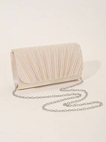 REMANLAND Exquisite And Simple Women's Party Bag, Apricot Striped Pleated Evening Handbag, Suitable For Women's Party, Wedding, Dinner, Banquet Evening Bag, Suitable For Party Girls, Ladies, Suitable For Women To Attend Parties, Weddings, Dances, Dinner/Banquets, Is The Best Gift For Women