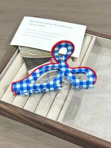 Pink Plaid Pattern Heart Bow Hair Claw Clip, Hair Accessory For Women, Suitable As Birthday Or Valentine's Day Gift Elegant Hair Clips Winter Hair Clutch Women Hair Accessories - Multicolor - View 11