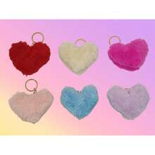 Cute Heart-Shaped Pom Pom Pendant, Adorable Plush Keychain Bag Charm, Multifunctional Decorative Gift, Girly Christmas Present - Holiday Atmosphere - Sweet Scene - Multicolor - View 8